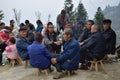 GUIZHOU PROVINCE, CHINA Ã¢â¬â CIRCA DECEMBER 2017: A group of people different ethnic minority on the occasion of weddin